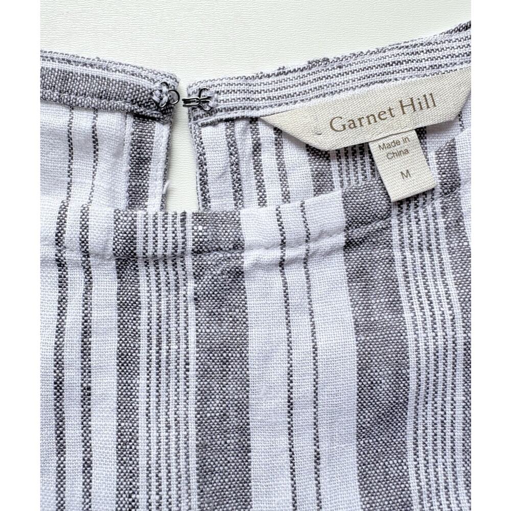 Garnet Hill Meraki Linen Shift Dress Gray White Stripe European Flax Coastal M - Picture 5 of 14